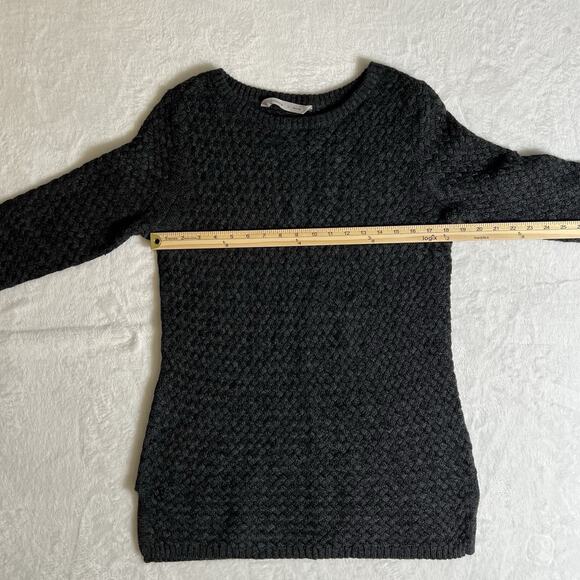 Athleta Womens Wool Basket Weave Sweater Size M Gray Minimalist Capsule Wardrobe - Picture 3 of 7
